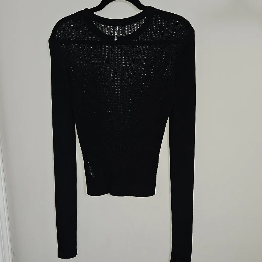 Free People H20 Black Mesh Crew Neck Pullover Medium